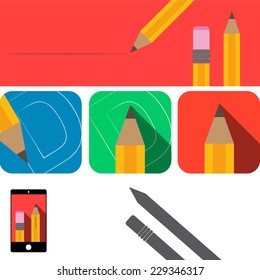 Pencil icons, Flat design style modern vector illustration.