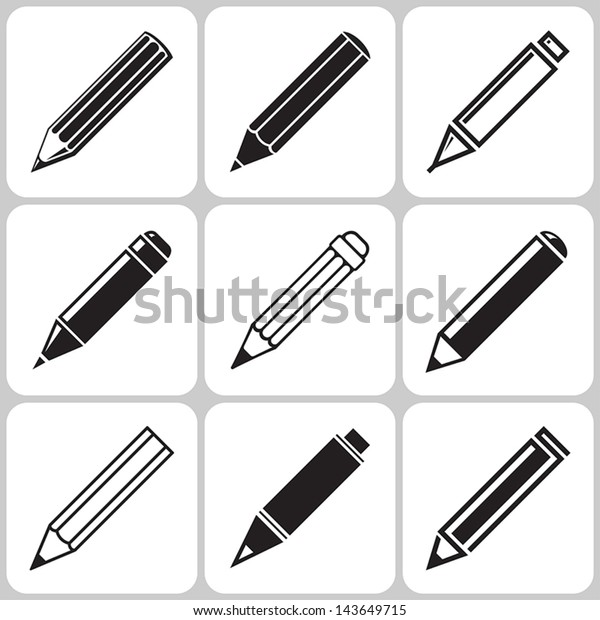 Pencil Icons Set Stock Vector (Royalty Free) 143649715