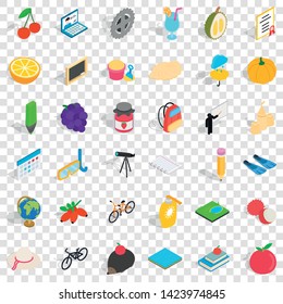 Pencil icons set. Isometric style of 36 pencil vector icons for web for any design