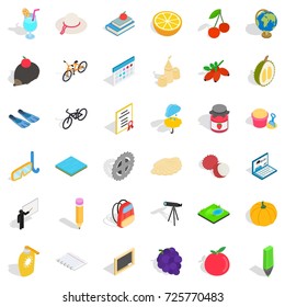 Pencil icons set. Isometric style of 36 pencil vector icons for web isolated on white background
