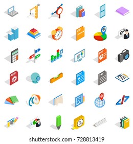 Pencil icons set. Isometric style of 36 pencil vector icons for web isolated on white background