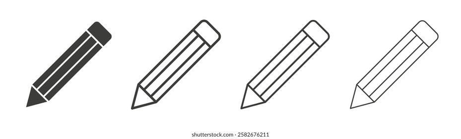 Pencil icons set vectors graphic designs