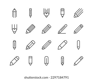 pencil icons set for web and UIUX design. Vector objects isolated on a white background