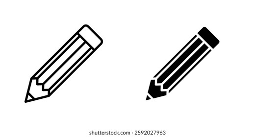 Pencil icons. stroke line and black solid icons