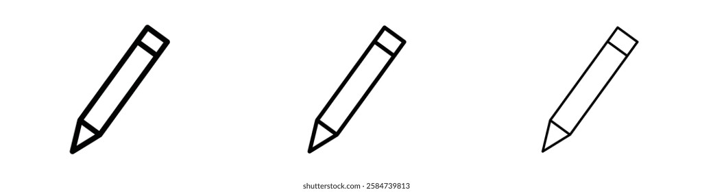 Pencil icons in three different stroke lines