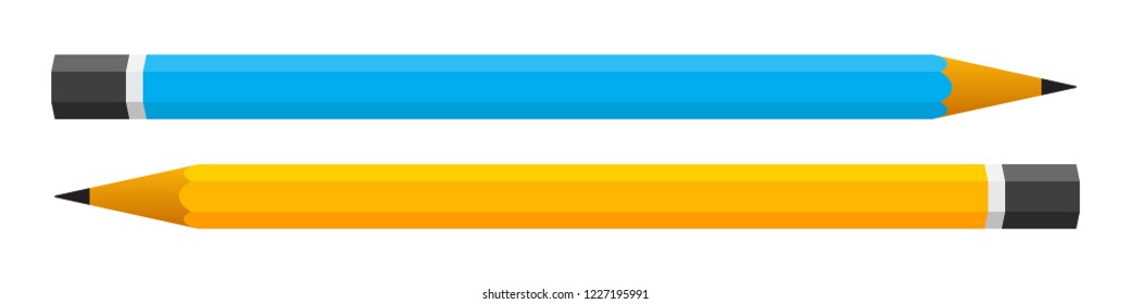 Pencil icons. Vector illustration. Set of pencils on white background.