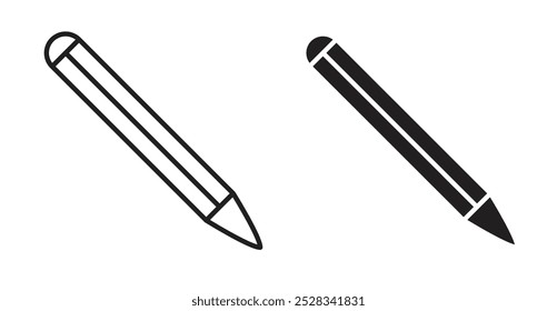 Pencil icons. Vector set in filled and line style.