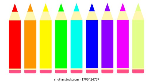 Pencil icons. Vector set of pencils icons. Pencils isolated on a white background. Colored pencils design. Simple logo.
