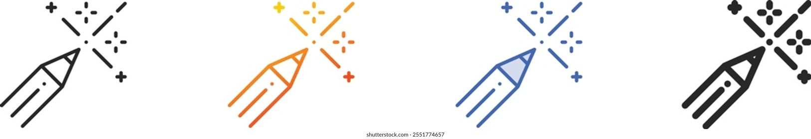 pencil icon.Thin Linear, Gradient, Blue Stroke and bold Style Design Isolated On White Background