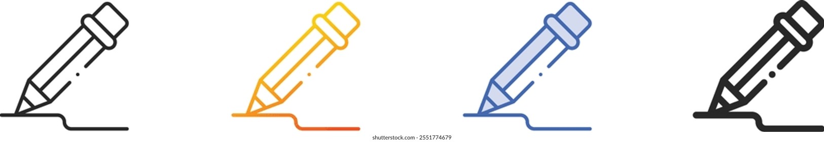 pencil icon.Thin Linear, Gradient, Blue Stroke and bold Style Design Isolated On White Background