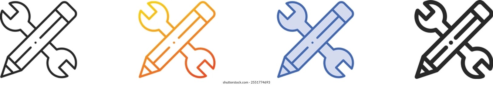 pencil icon.Thin Linear, Gradient, Blue Stroke and bold Style Design Isolated On White Background