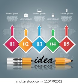 Pencil, idea, education icon Business infographic Vector eps 10