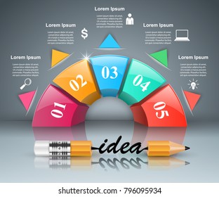 Pencil, idea,  education icon Business infographic Vector eps 10