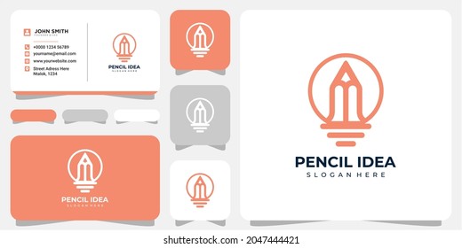 Pencil idea logo design inspirations. pencil logo design. bulb pencil logo design