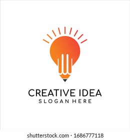 Pencil Idea Logo Template Design, pencil and bulb  Idea logo design inspiration