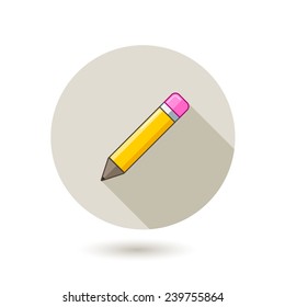 Pencil illustration in circle with shadow