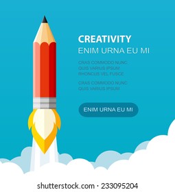 Pencil Illustration flat style. Creative start. Can be used for presentation, web page, booklet, etc.