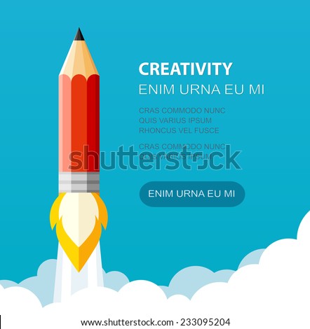 Pencil Illustration flat style. Creative start. Can be used for presentation, web page, booklet, etc.