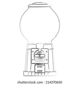 pencil illustration of a gum ball vending machine