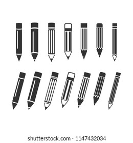 Pencil Illustration icon Set. Flat Pencil Logo Vector