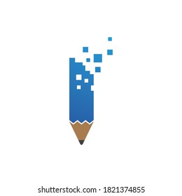 Pencil illustration logo template vector  design