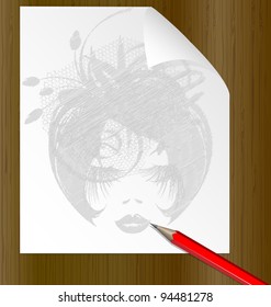 pencil and the image of a dame
