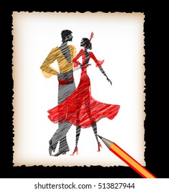 pencil and the image of flamenco dancers