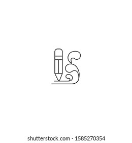 Pencil, imagination. Creative work. Vector linear icon on a white background.