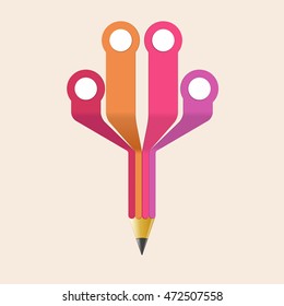 Pencil info graphic concept. Creative banner for presentations, brochures, web site. Isolated vector illustration on a light background.