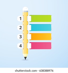 Pencil infographic with 4 choice label. creative concept. vector illustration.