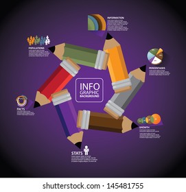 Pencil Infographic background template layout. EPS 10 vector, grouped for easy editing. Ni open shapes or paths.