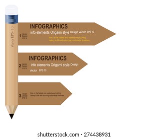 pencil with infographic carton stripes. Template with ribbon banner / can be used for infographics / banners / concept vector illustration