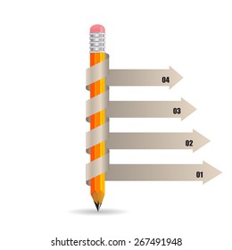 Pencil infographics vector illustration with shadow