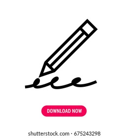 Pencil with inscription vector icon under 
