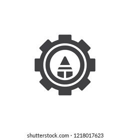 Pencil inside gear vector icon. filled flat sign for mobile concept and web design. Cog Settings simple solid icon. Symbol, logo illustration. Pixel perfect vector graphics