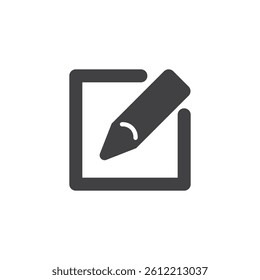 Pencil inside a square vector icon. filled flat sign for mobile concept and web design. Edit glyph icon. Symbol, logo illustration. Vector graphics