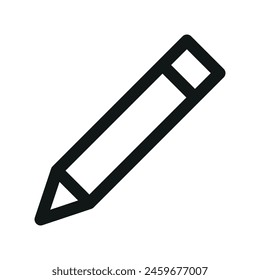 Icono de lápiz aislado, icono de Vector de contorno de lápiz de edición con trazo editable