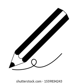 The pencil is isolated on white background, graphic style.