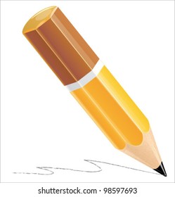 Pencil isolated on white background. Detailed vector illustration
