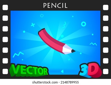 Pencil isometric design icon. Vector web illustration. 3d colorful concept
