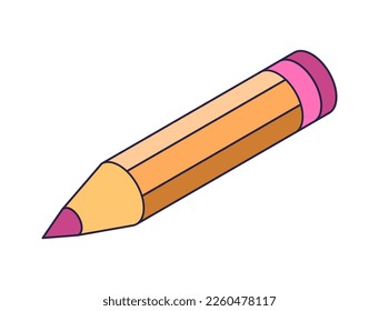 Icono isométrico del lápiz 3d. Ilustración isométrica con lápiz afilado. Aislado sobre fondo blanco. Ilustración del vector