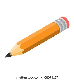 Pencil isometric icon vector. Isolated pencil on white background. Vector illustration isometric style design. Pencil for drawing for school, office.