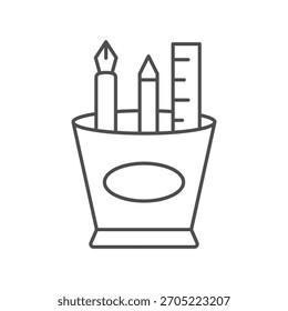 ícone de linha Jar de lápis, vetor, pixel perfect, arquivo ilustrador 