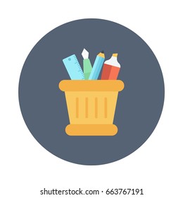 Pencil Jar Vector Flat Icons