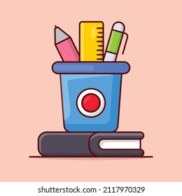 pencil jar Vector illustration isolated on a transparent background. vector line flat icons for concept or web graphics.
