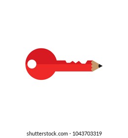 Pencil Key Logo Icon Design 