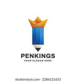 Pencil King Logo Vector Icon Illustration Gradient Style