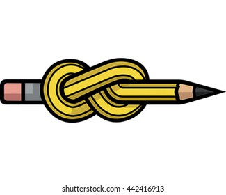 Pencil in a Knot Vector Illustration. 