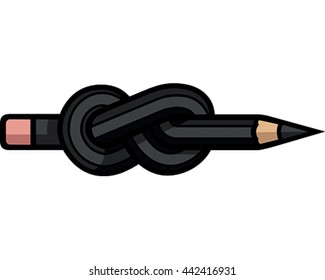 Pencil in a Knot Vector Illustration. 