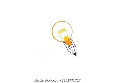 pencil and lamp flat design vector illustration. isolated white background.